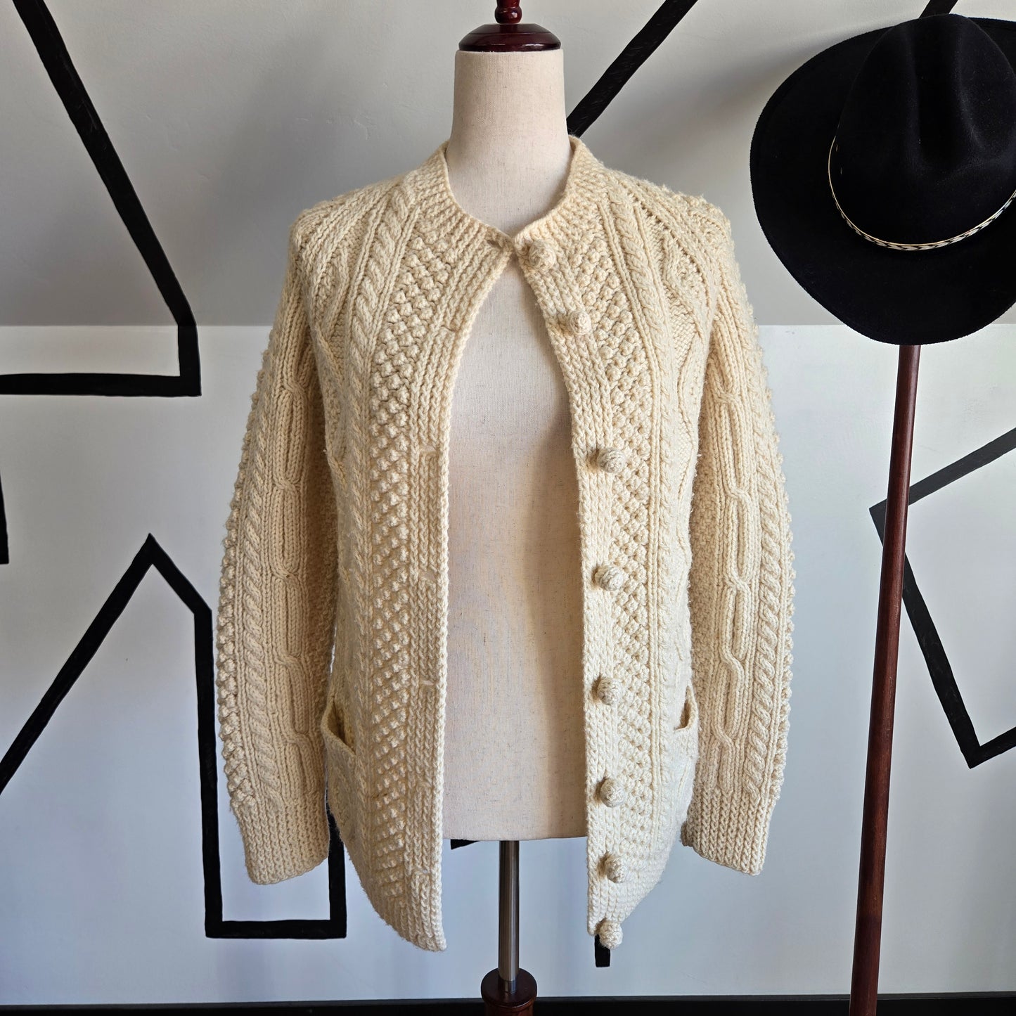 Creation Boutique Dublin Vintage Hand Knit in Ireland Wool Cardigan Sweater -