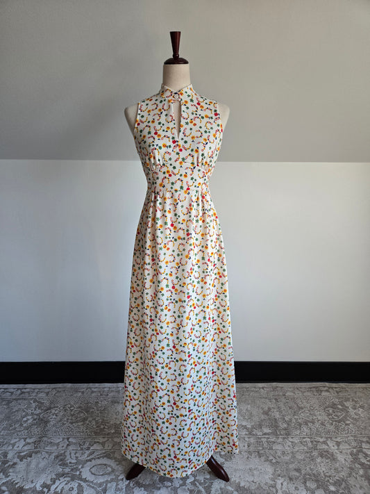 Gay Gibson 70s Micro Print Maxi Dress - XS