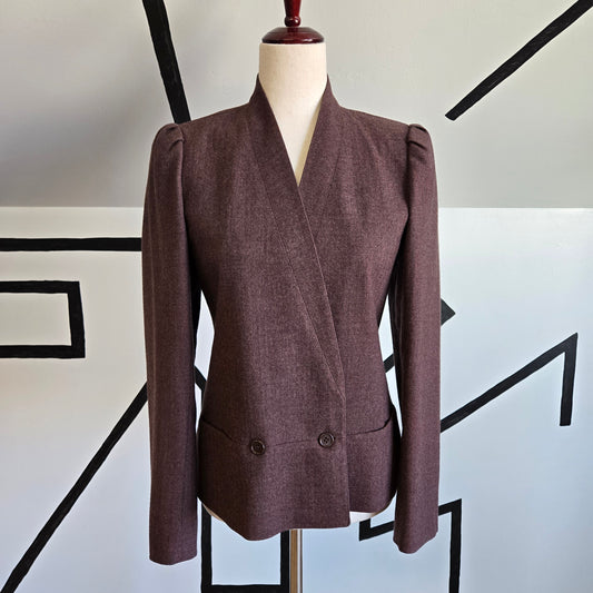 Dillon Vintage Burgundy Heather Wool Blazer Made in Hungary - small