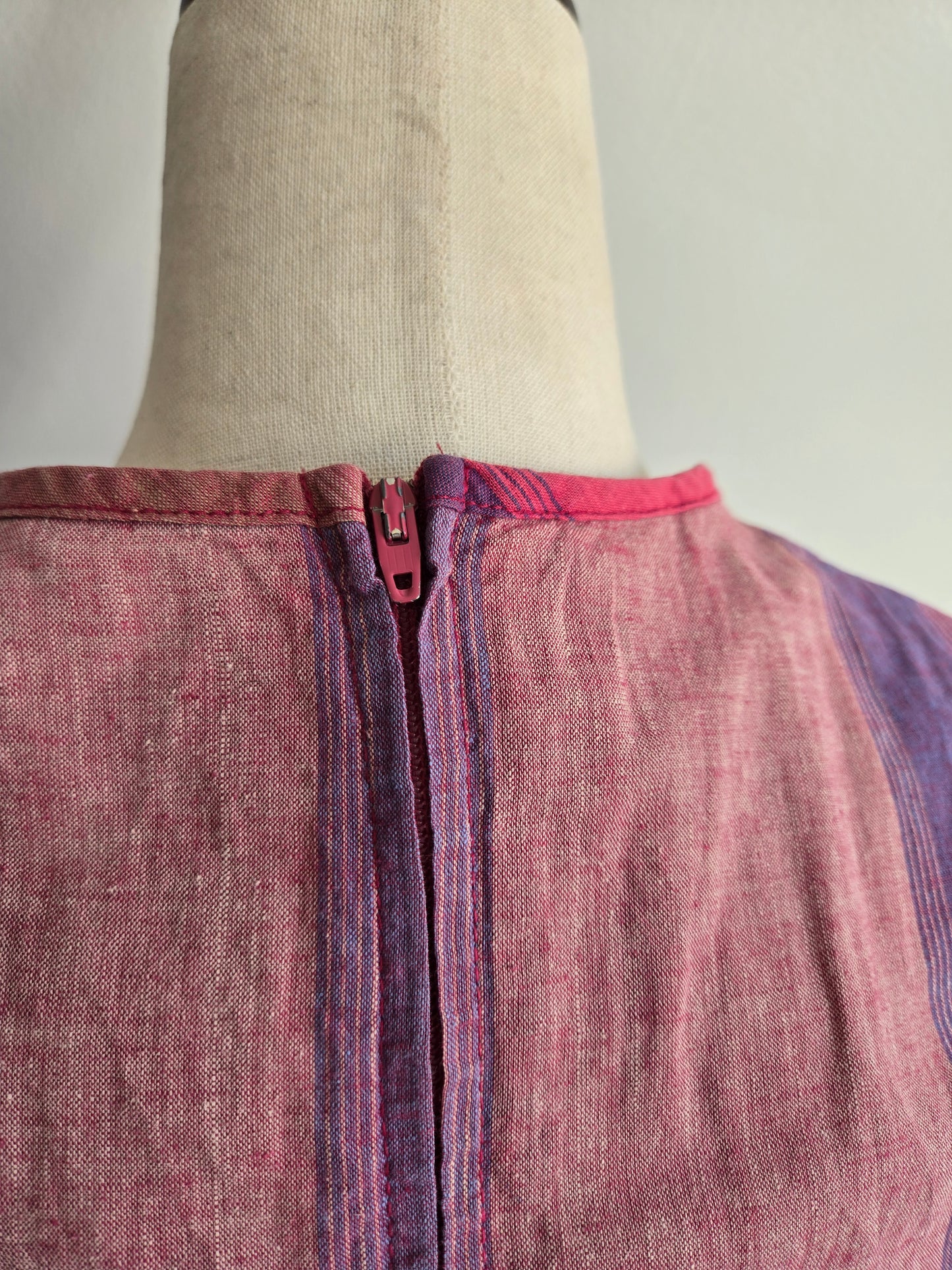 Checkaberry Vintage Cotton Colorful Stripe Dress with Belt - S/M