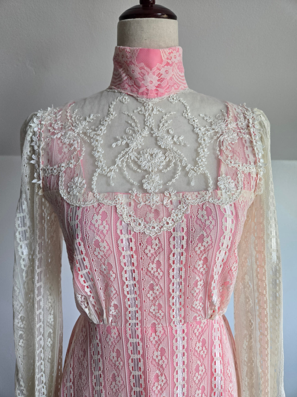 Vintage Pink Lace Victorian Style Dream of a Dress - Small