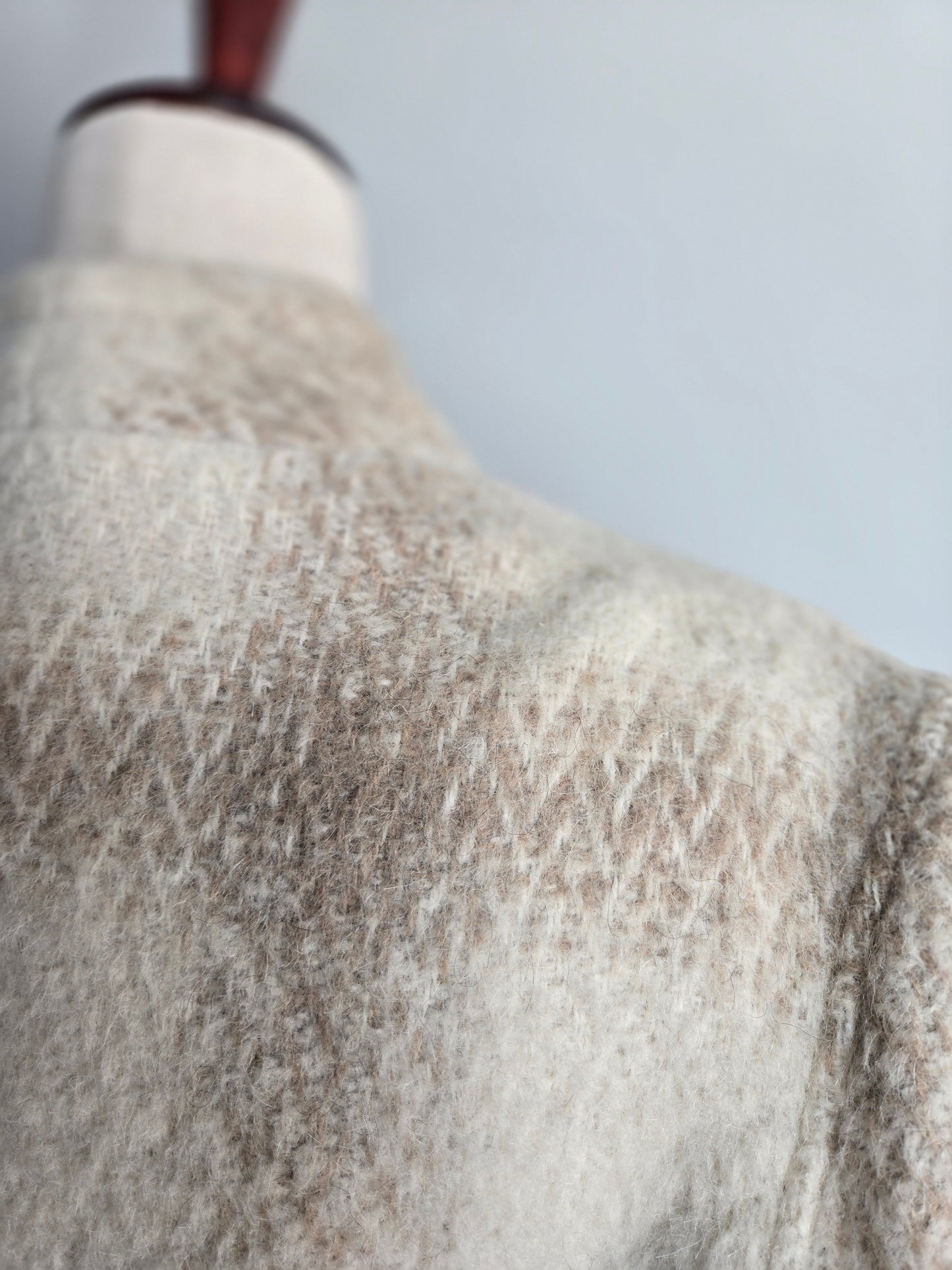 Vintage 1950s Plaid Wool Over Coat with Waist Tie - M/L