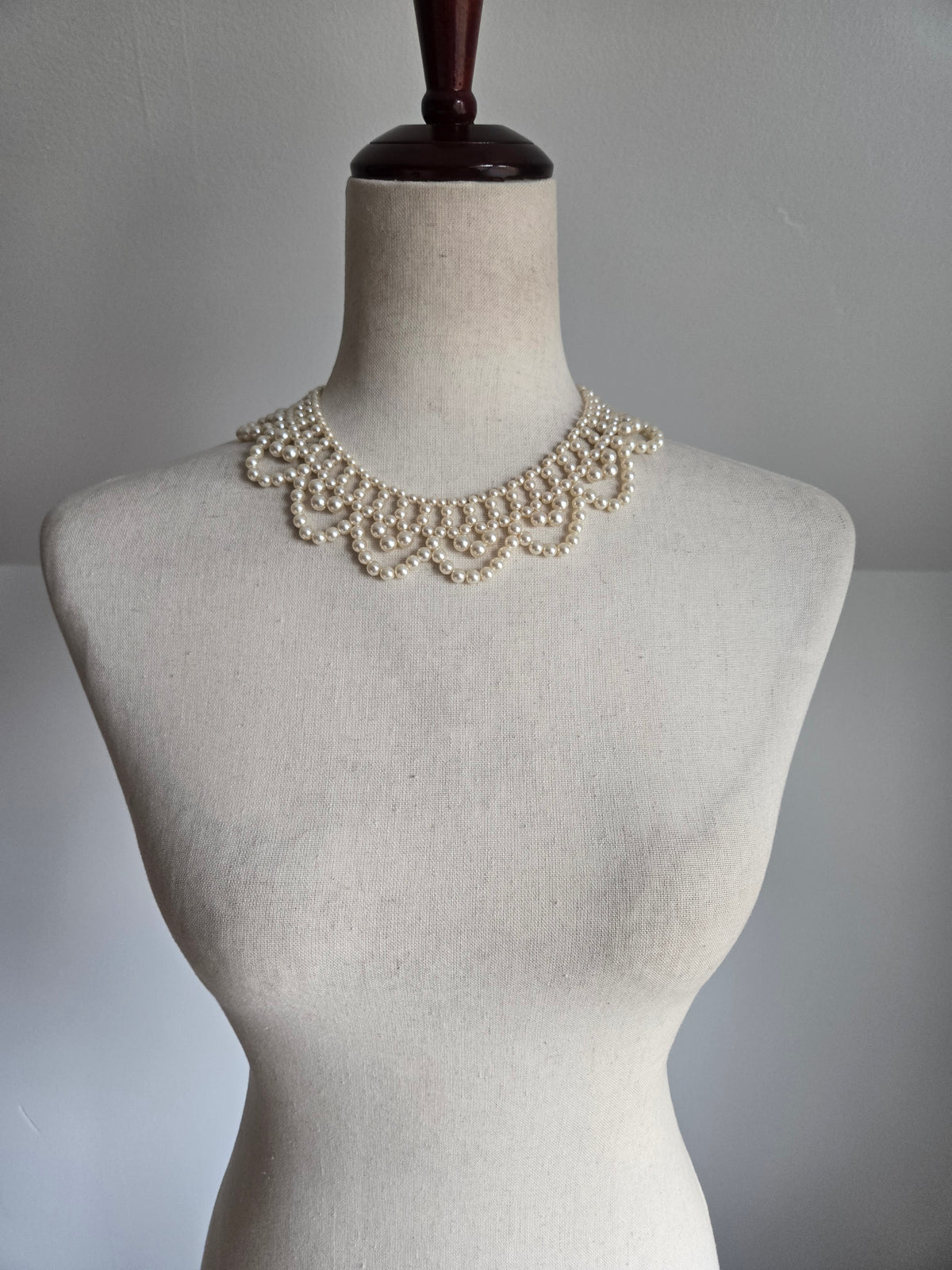 Vintage Pearl Scallop Bib Necklace