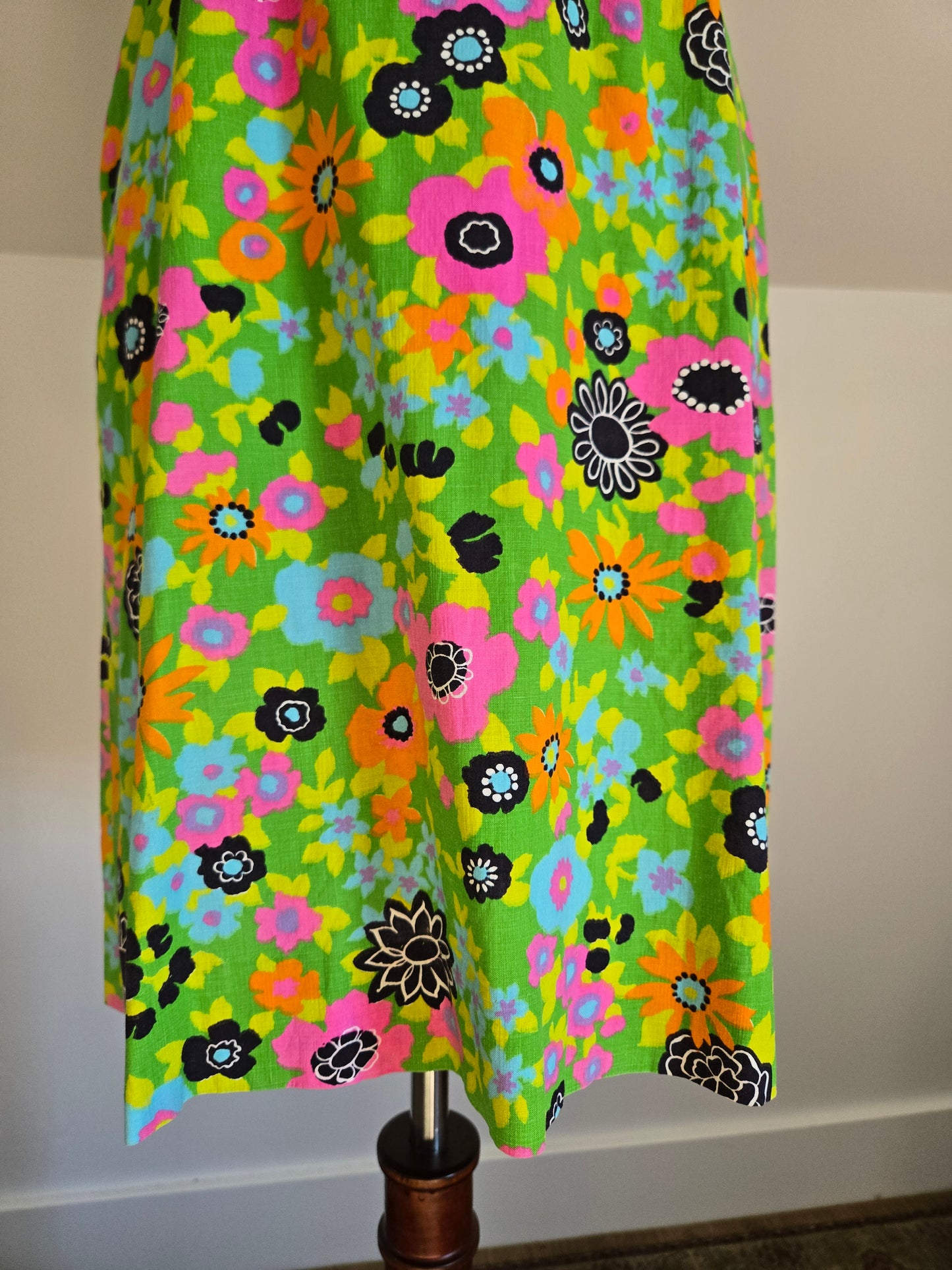 Vintage 1970s Dayglo Cotton Dress - XS/Small