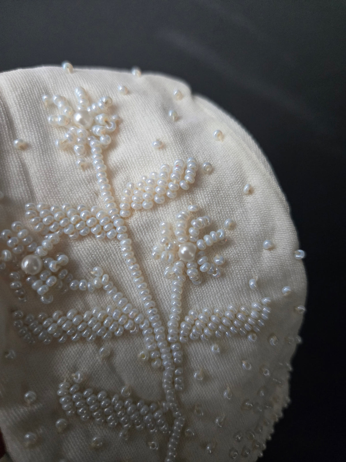 Vintage 1950s Deadstock Nylon Gloves with Pearls - Small