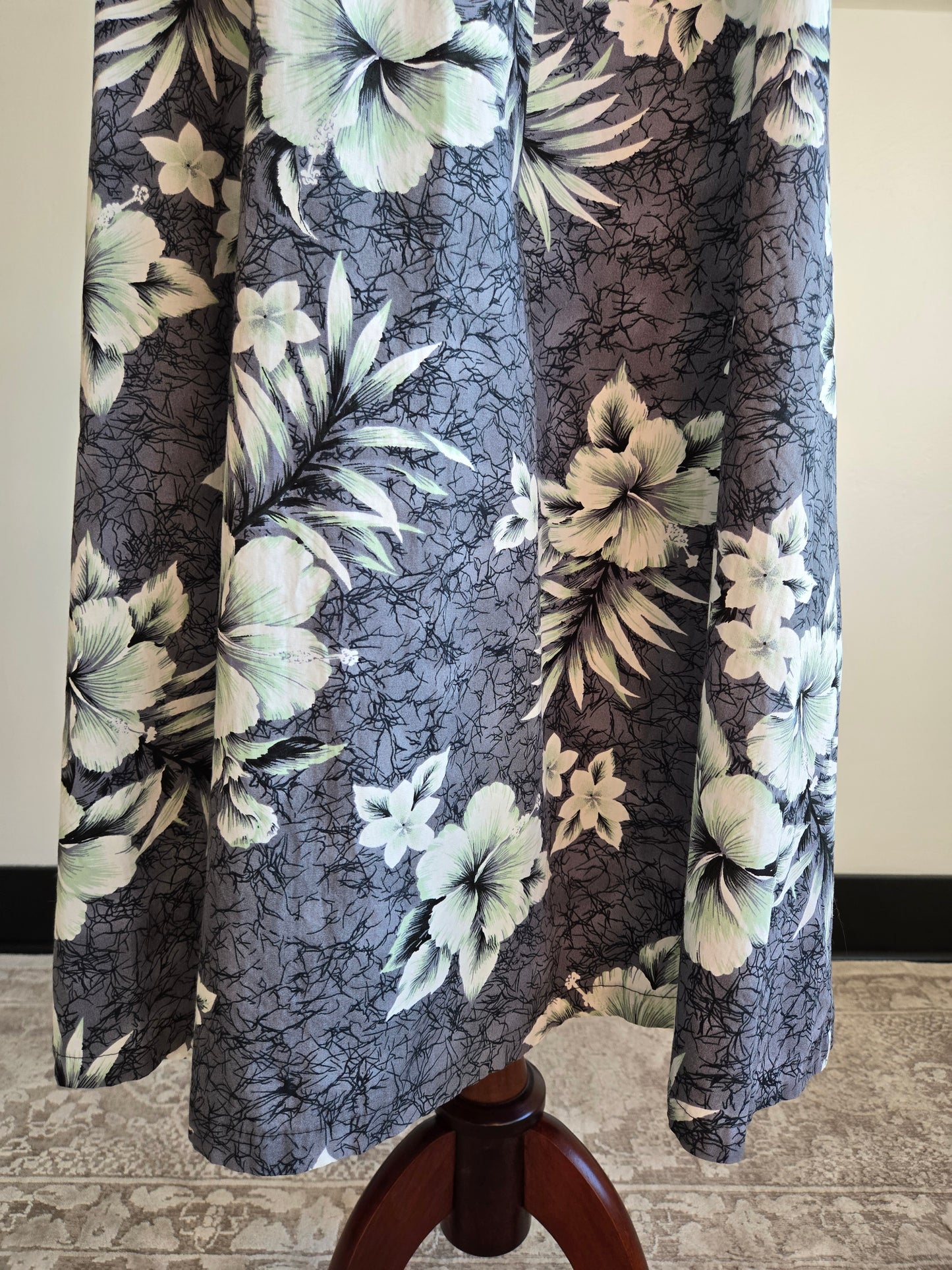 Two Palms Vintage Cotton Black Hawaiian Muumuu - large