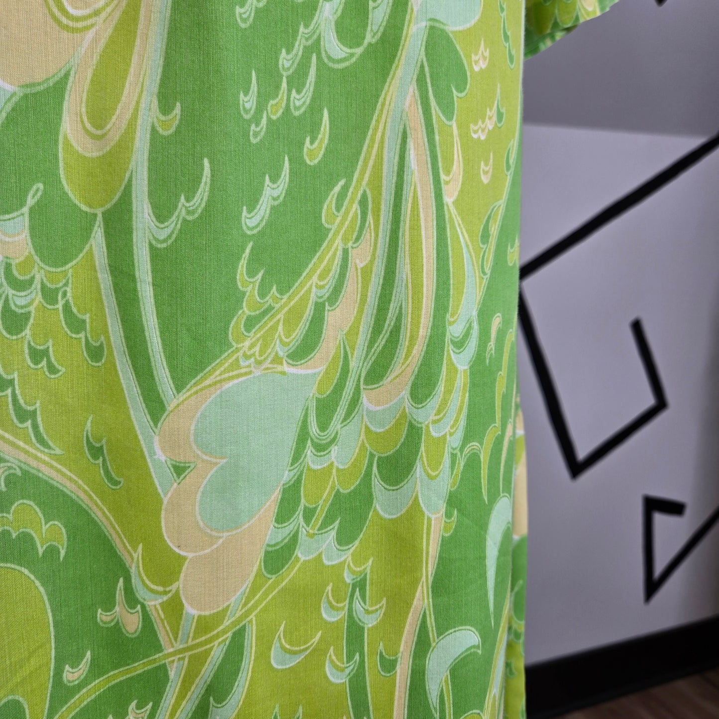 Vintage 1950s Handmade Lime Green Gauzy Cotton Shift Dress - medium