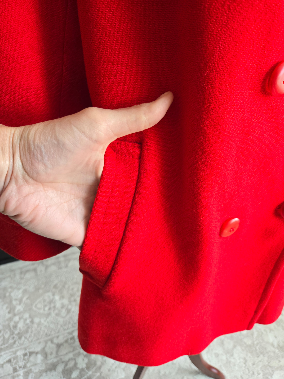 Vintage Pendleton Bright Red Wool Coat - Size 12