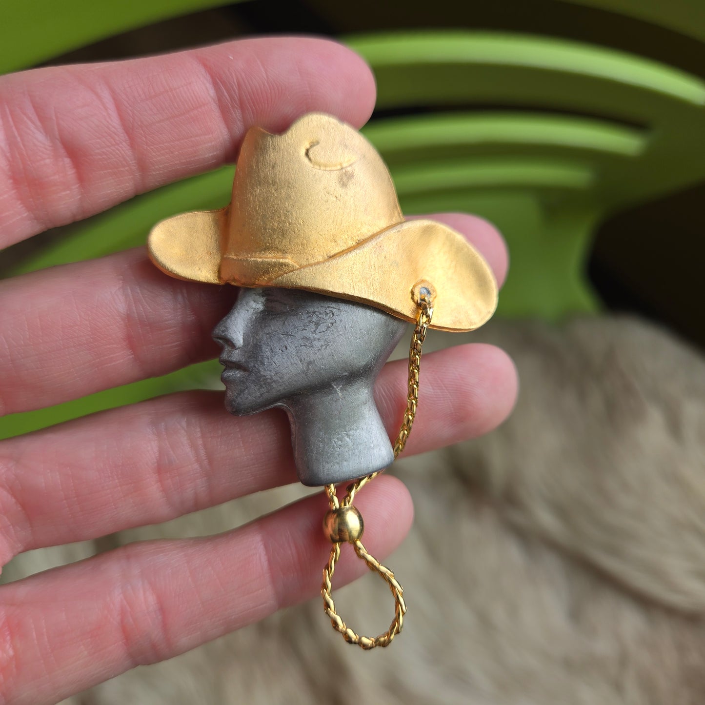 Vintage 80s Ultra Craft Signed Cowgirl Brooch