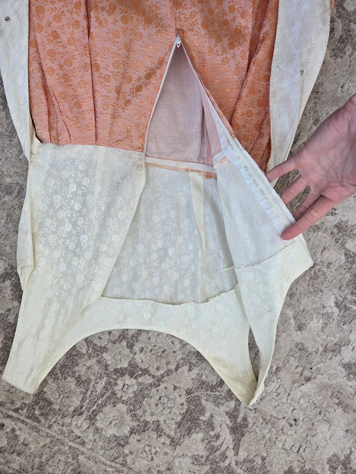 1950s Jacquard Floral Colorblock Maxi Dress - XS/S