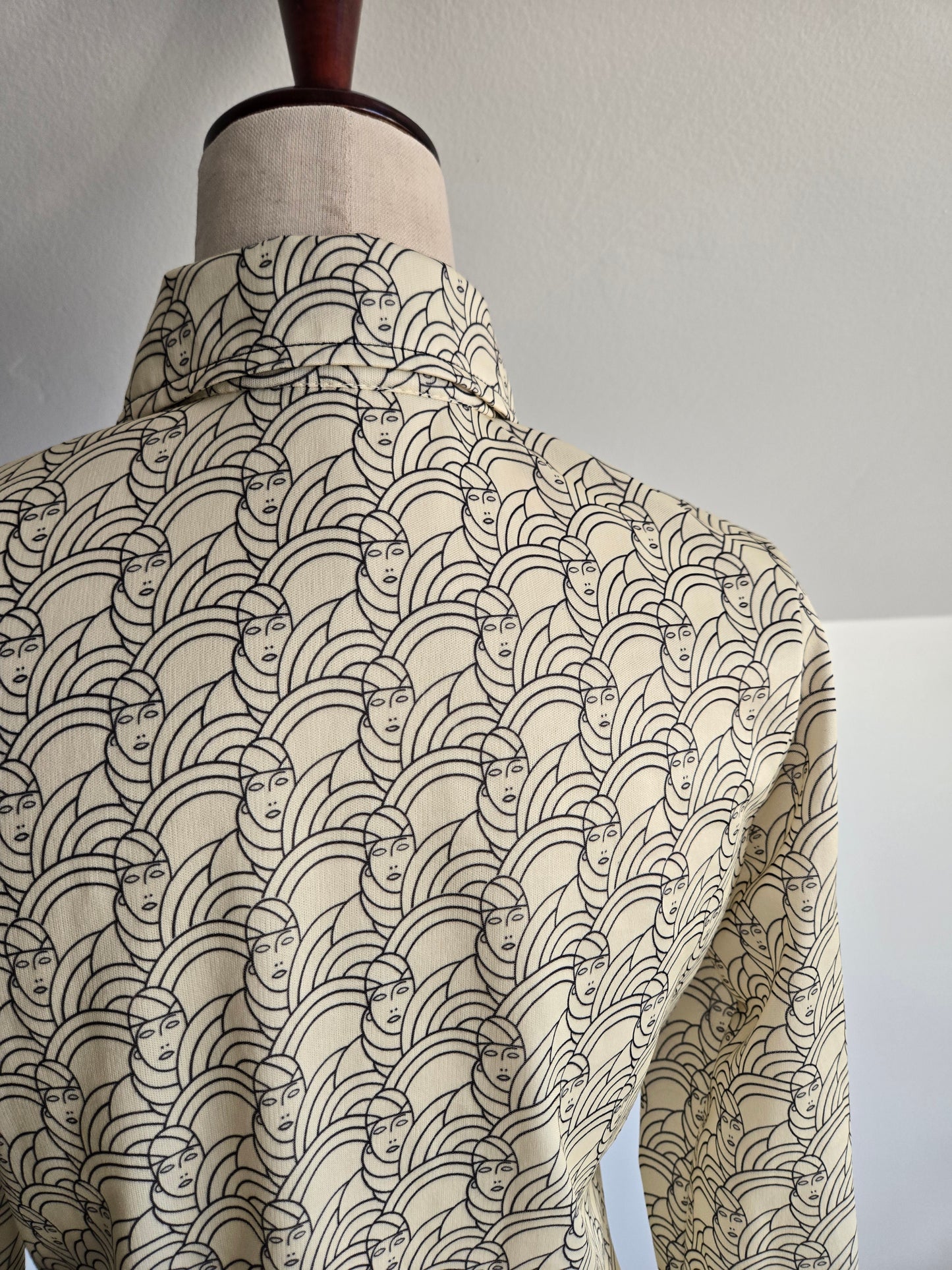 Jack Winter Vintage Art Deco Novelty Print Top - Small