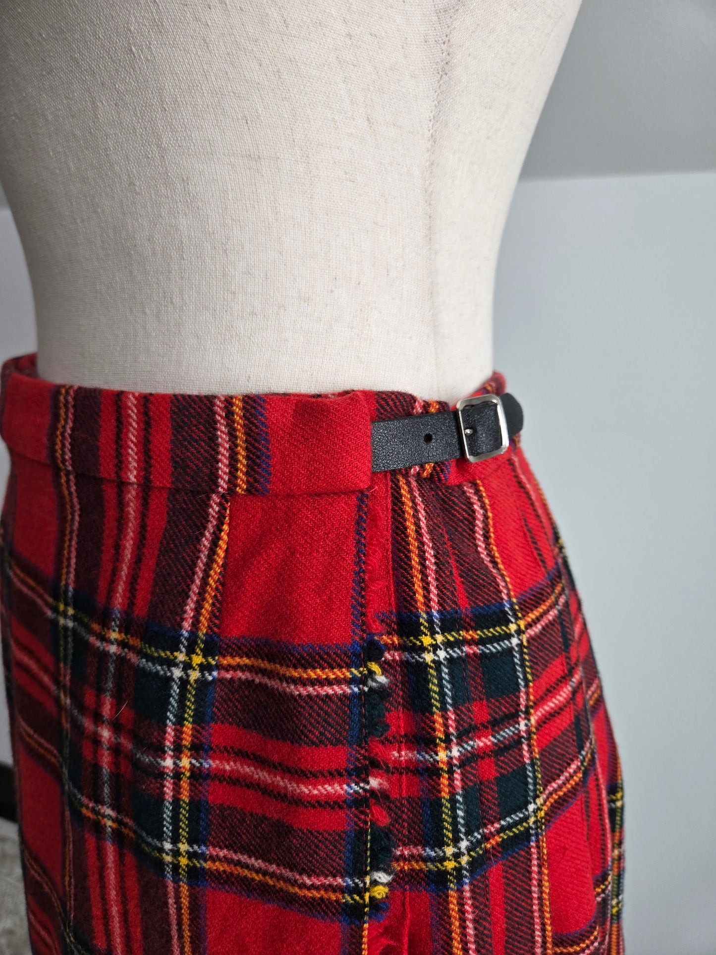 Pitlochry Scottish Wool Stewart Plaid Skirt - W26-28"
