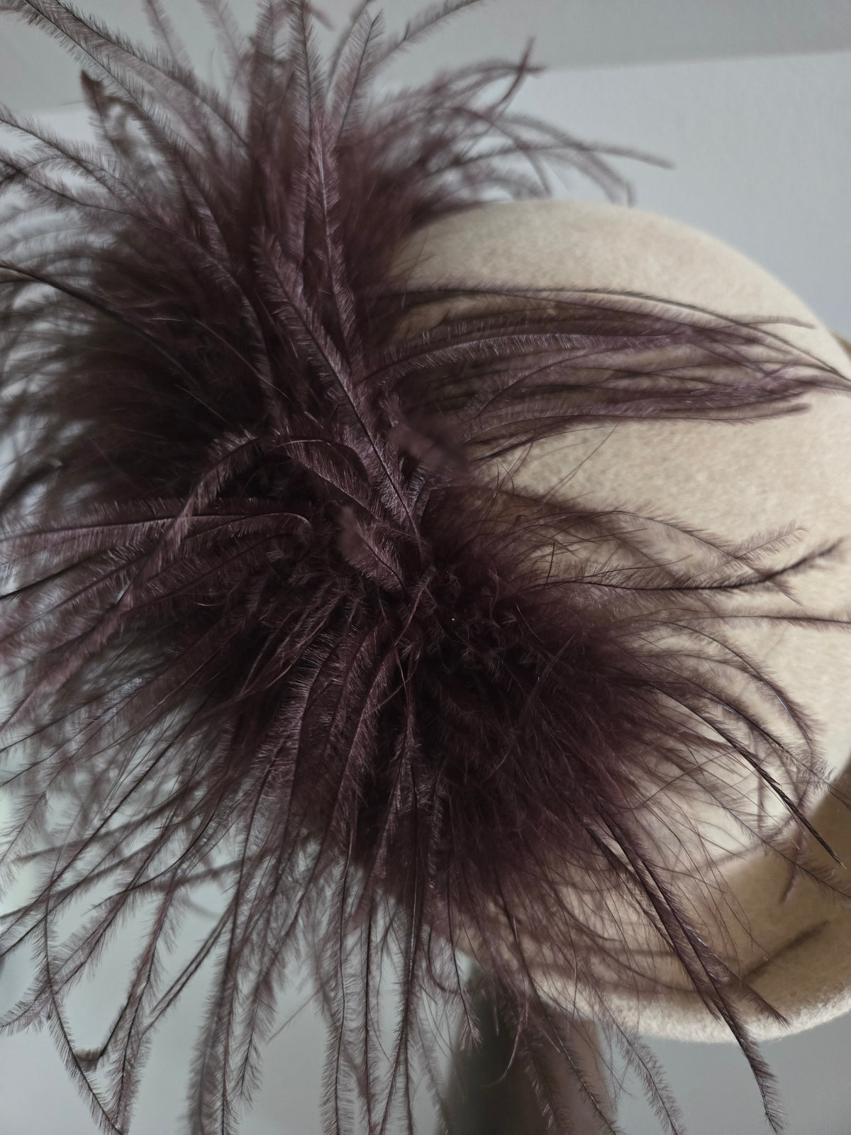 Vintage Bermona London Brown Wool and Ostrich Feather Fascinator