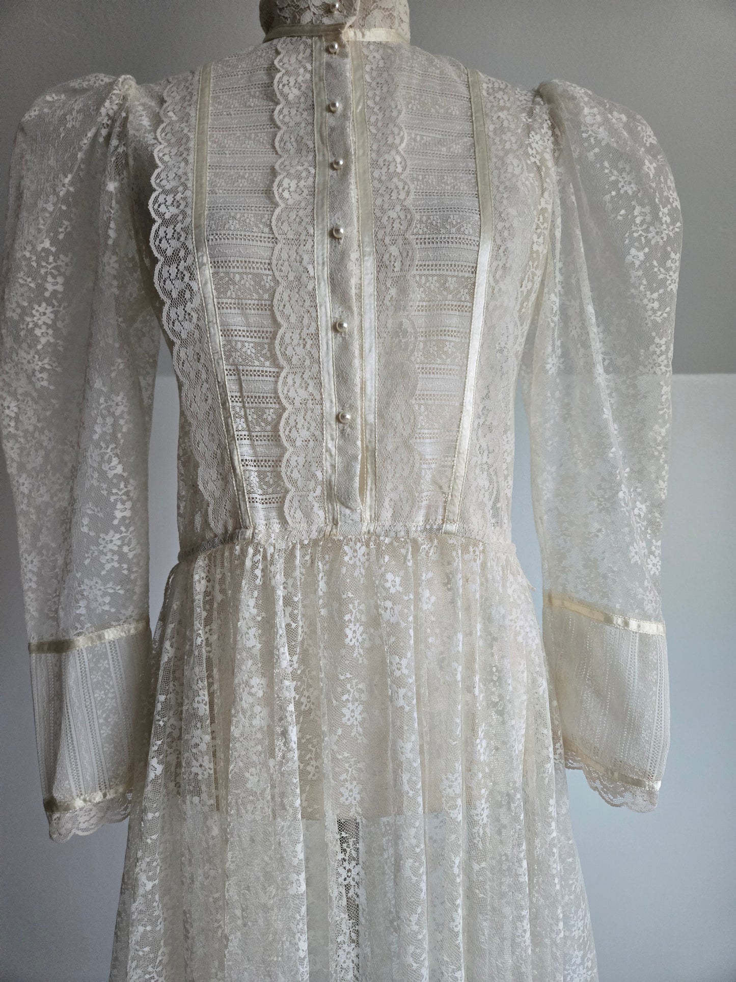 Gunne Sax Vintage Fully Shear Lace Dress - Medium