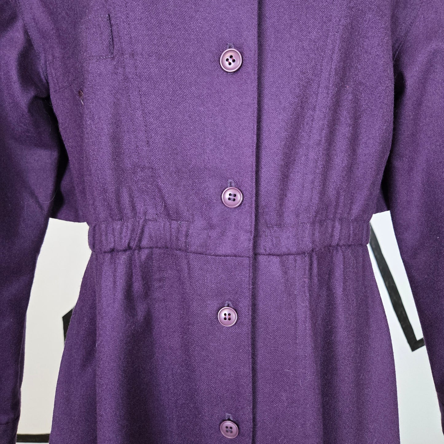 Harve Bernard Deep Purple Wool Trench Style Dress - small