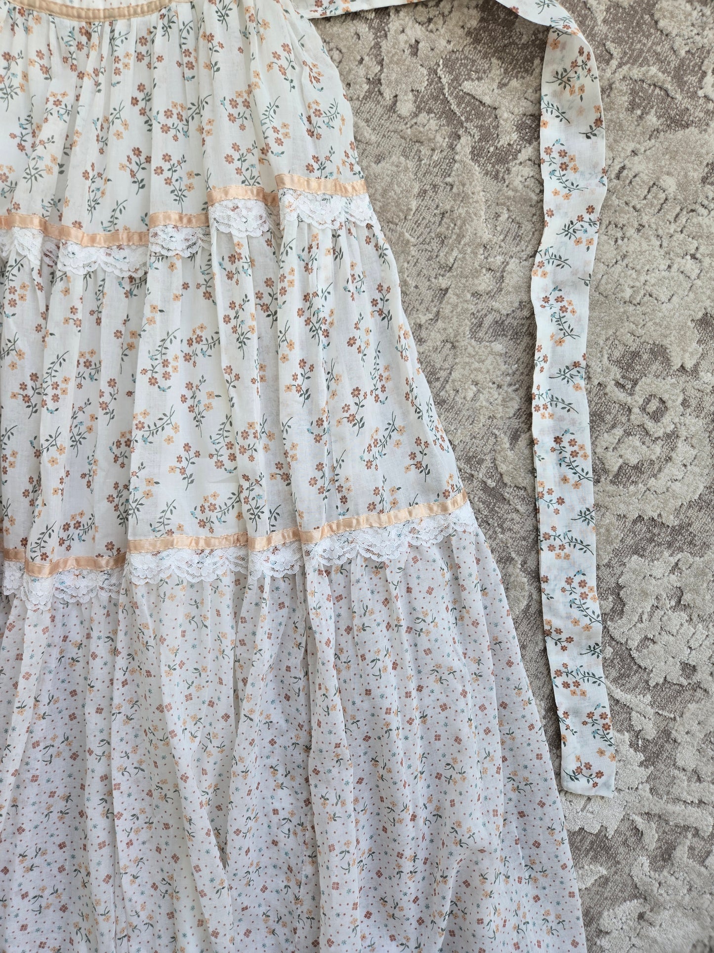 Gold Label Gunne Sax by Jessica San Fransisco Vintage 70s Calico Tiered Maxi Dress - XS