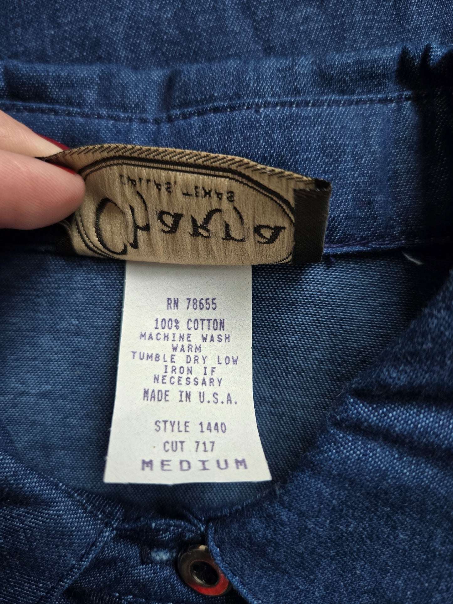 Vintage Western Charna of Dallas, Texas Denim Cape Top Shirt - medium