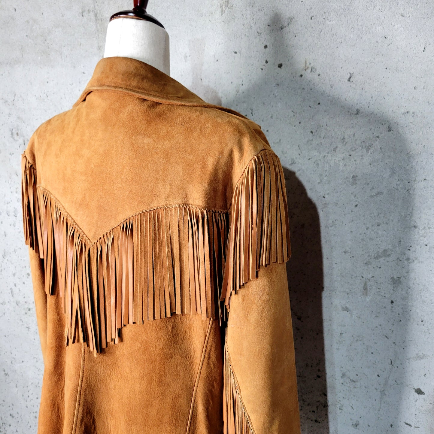 Vintage 60s Jo-O-Kay Genuine Suede Leather Fringe Jacket - large