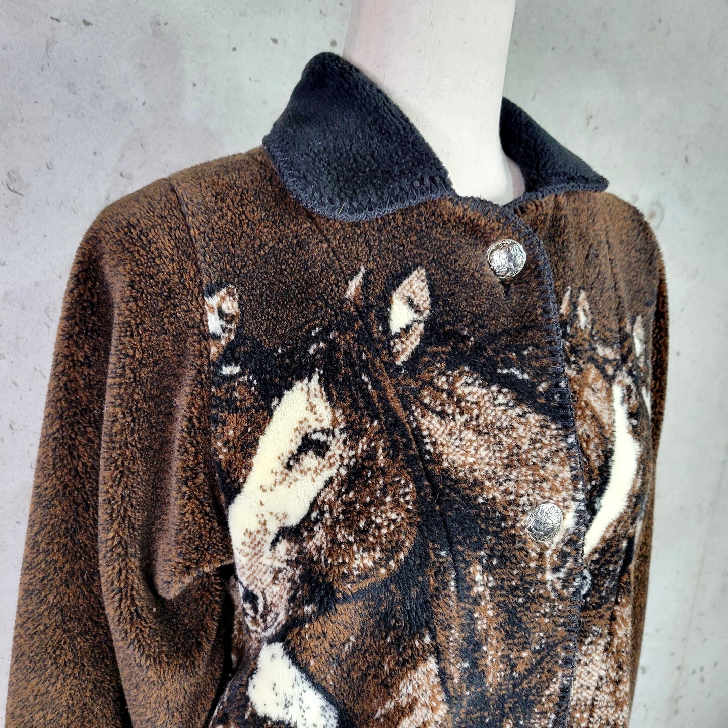 Vintage Outback Trading Horse Sweater Jacket - small