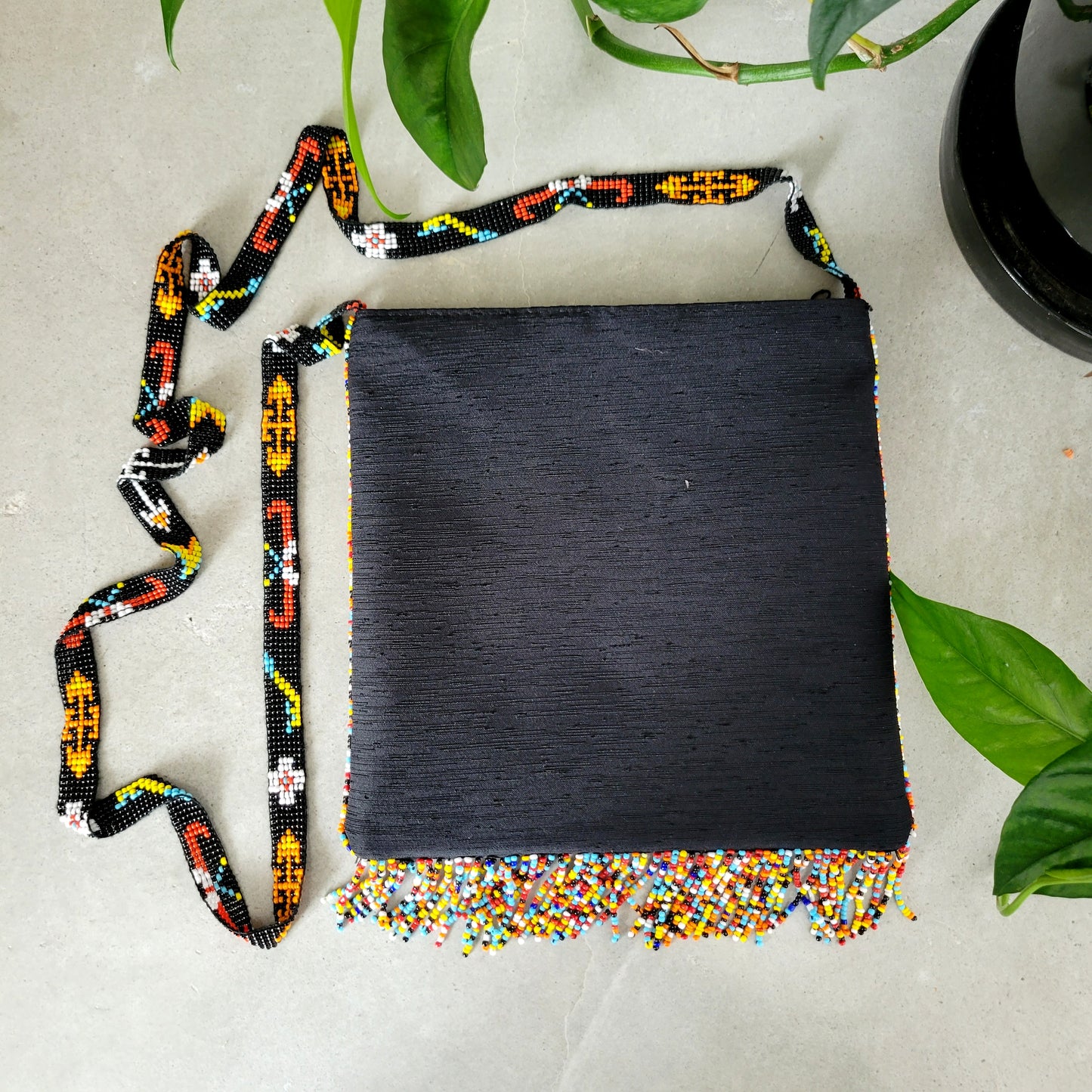 Y&S Original Indian Bead Crossbody Satin Bag